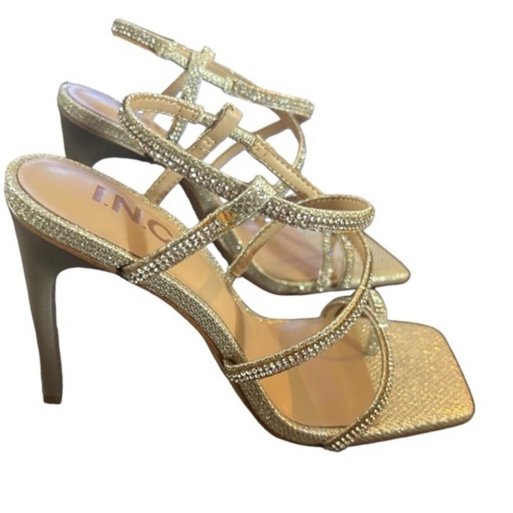 INC Arti Strappy Dress Heels Sparkly  Square Toe Sleek Stiletto Heel NEW SZ 8.5 - Picture 6 of 11
